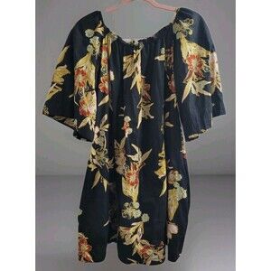 Free People Sz Lg Jodie Floral Cotton Tunic Night Combo Mini Dress Boho Pockets